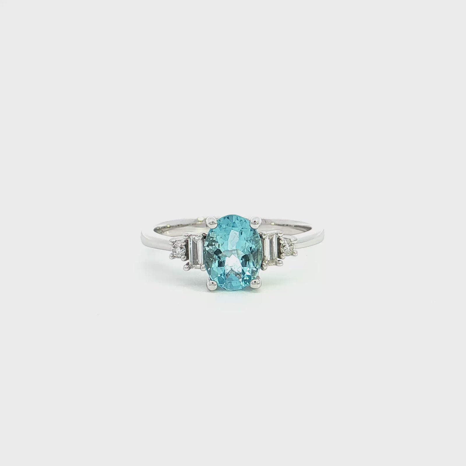 14K White Gold 1.03ct. Aquamarine & Diamond Fashion Ring