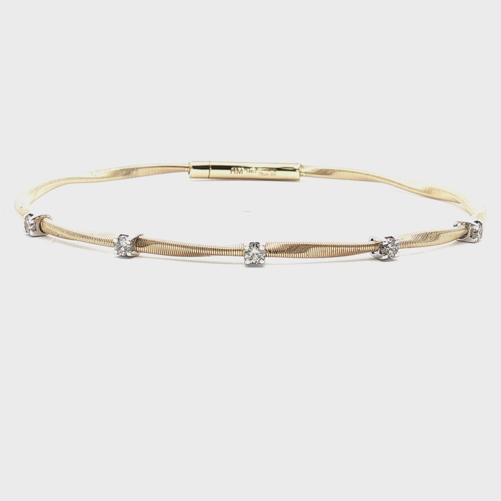 14K Yellow Gold 0.30cttw. Diamond Station Flexible Bracelet