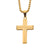 18K Gold Plated Stainless Steel Cross Drop Pendant With Round Box Chain SSP15465NKGP