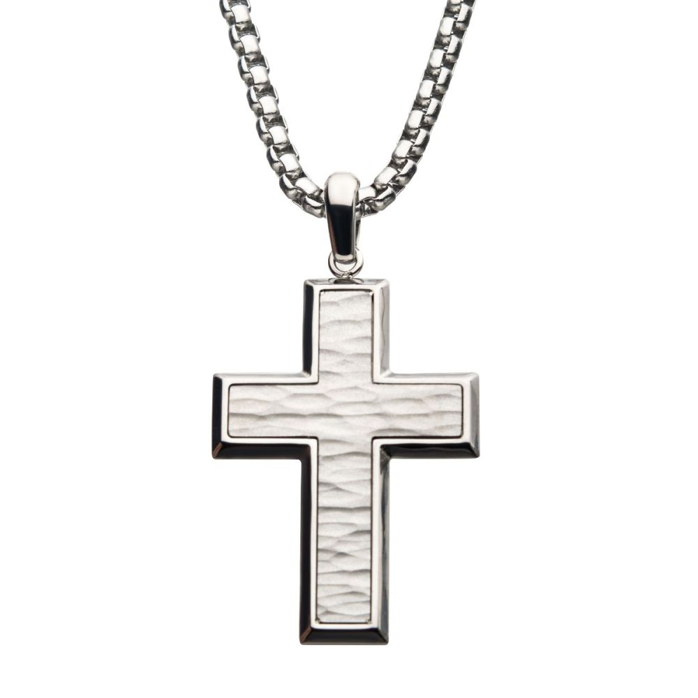 Stainless Steel Short Cross Pendant With Round Box Chain SSP22019NK
