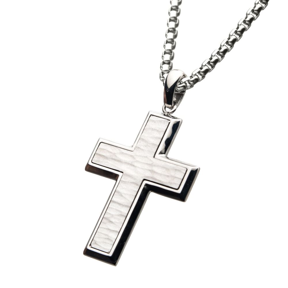 Stainless Steel Short Cross Pendant With Round Box Chain SSP22019NK