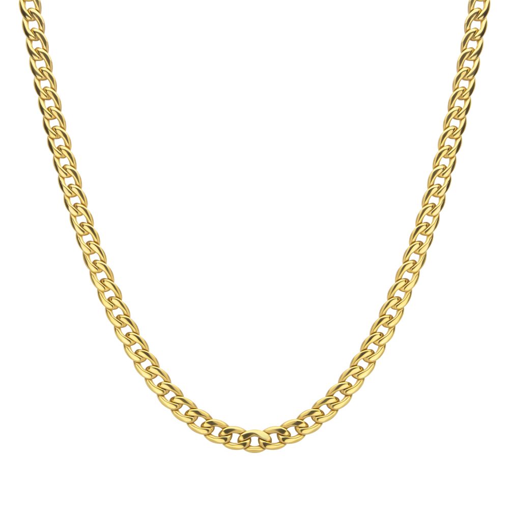 7.4mm 18K Gold Plated Titanium Curb Chain 22&quot; TIGNKCHN1674-22
