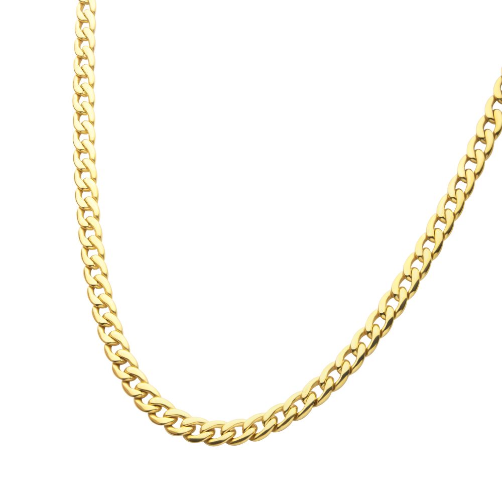 7.4mm 18K Gold Plated Titanium Curb Chain 22&quot; TIGNKCHN1674-22