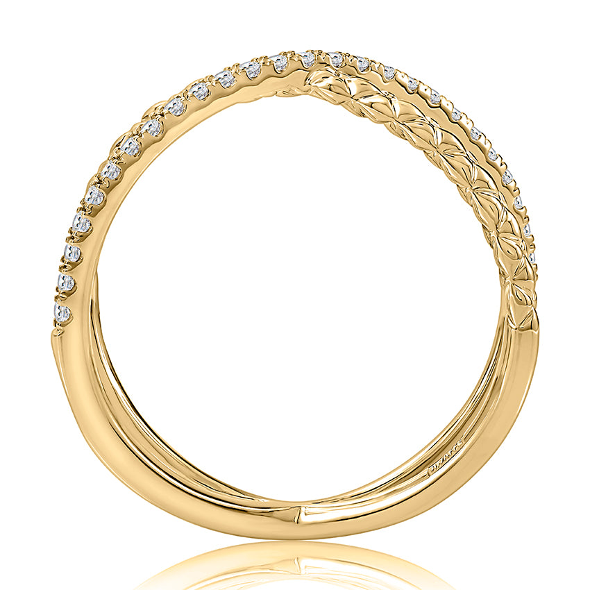A. Jaffe 14K Yellow Gold 0.16cttw Diamond Crossover Quilted Fashion Ring