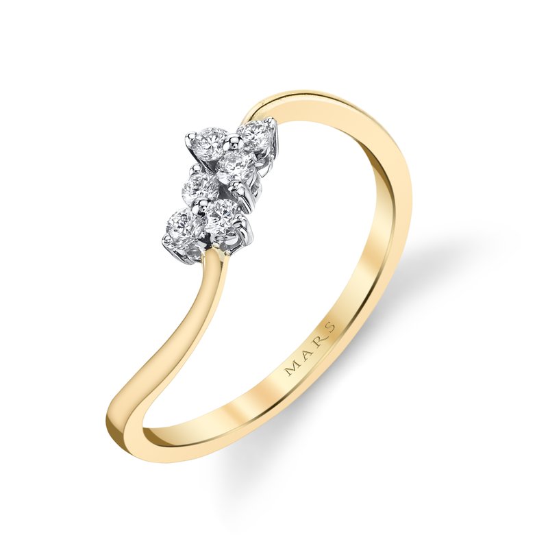 14K Two-Tone Gold 0.15ct. Cluster Diamond Dainty Fashion Ring