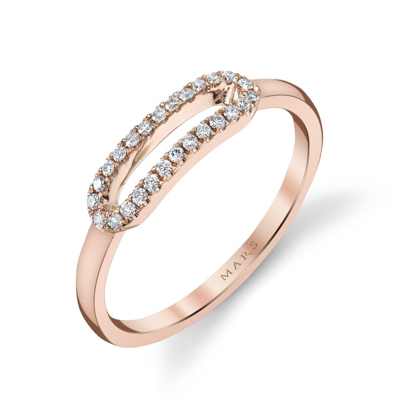 14K Rose Gold 0.12ct. Pave Diamond Open Link Fashion Ring