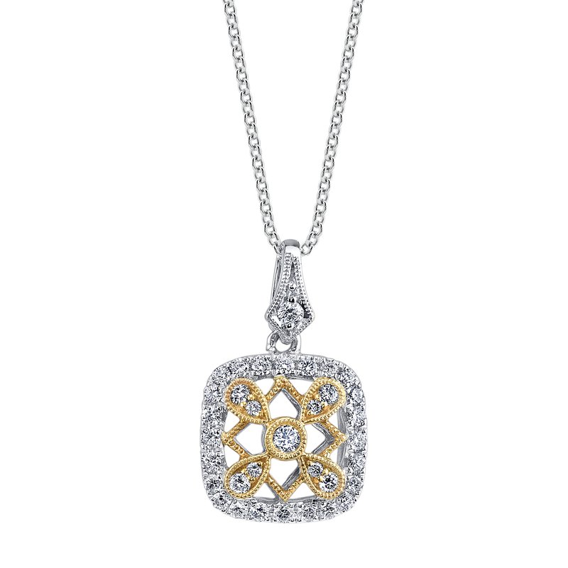 14K Two-Tone Gold 0.40ct. Diamond Filigree Detailed Fashion Necklace