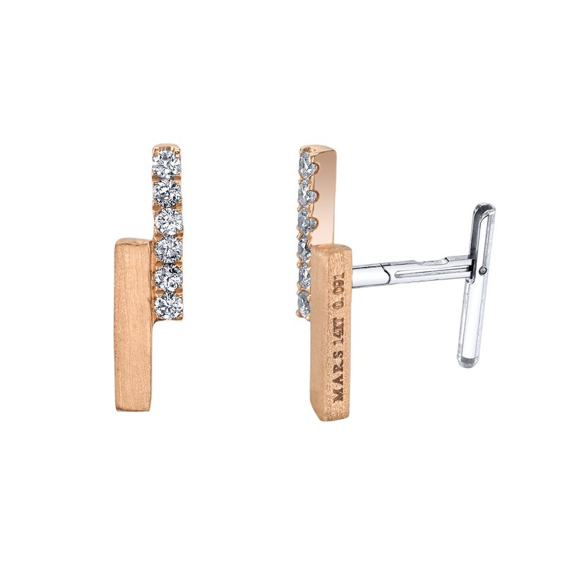 14K Rose Gold 0.09ct. Pave Diamond Geometric Fashion Stud Earrings