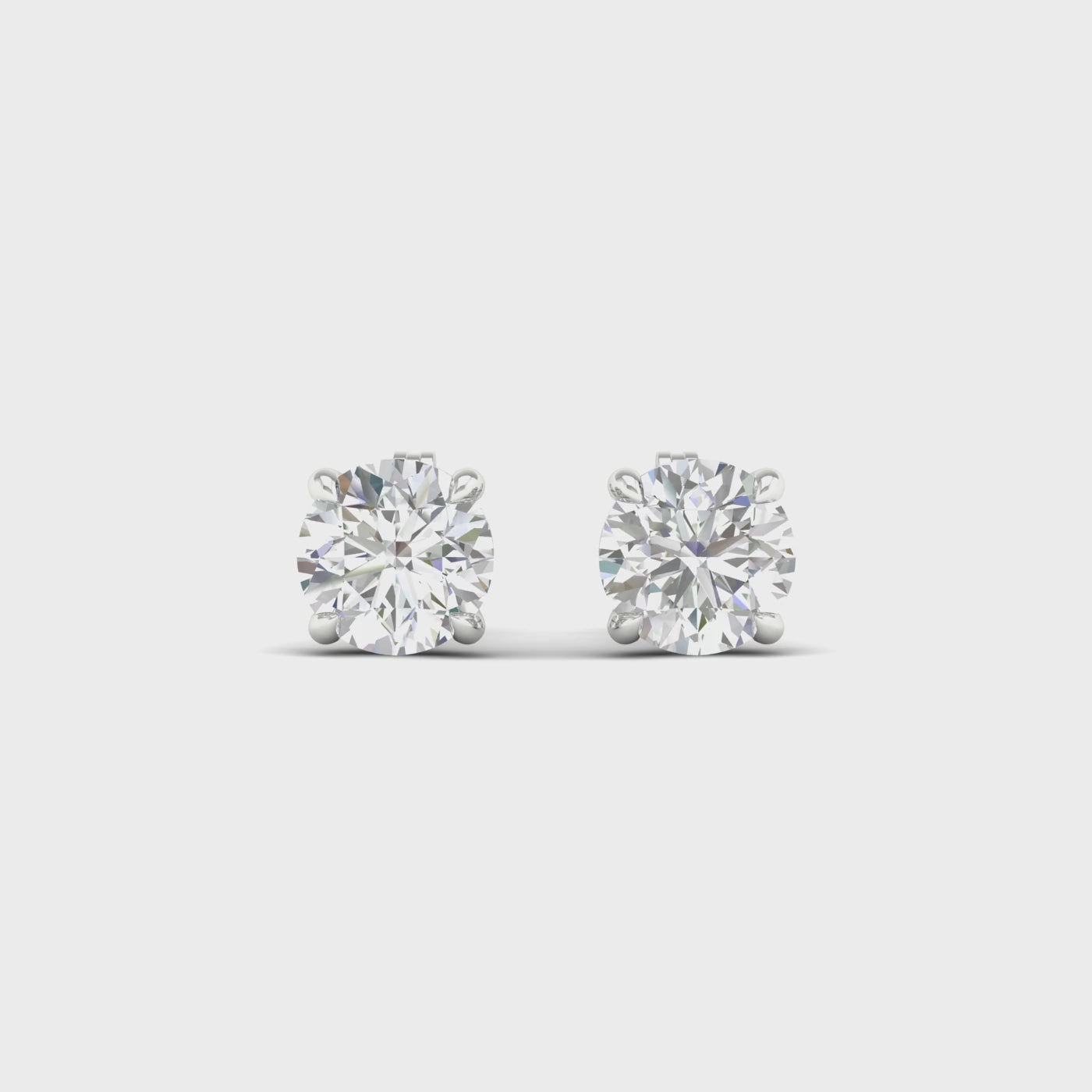 2 Carat Round Lab Grown Diamond 14K Gold Solitaire Stud Earrings