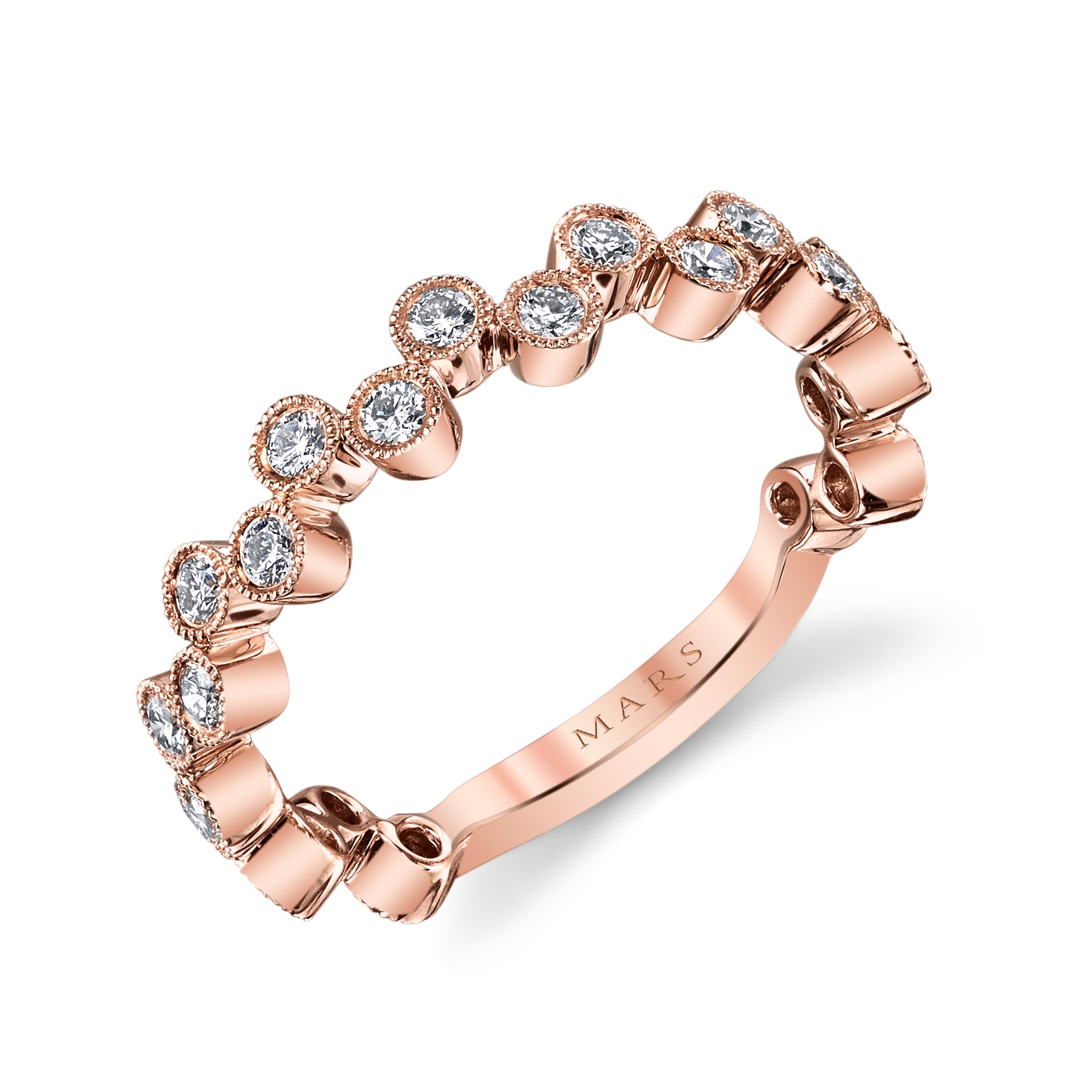 14K Rose Gold 0.53ct. Diamond Bezel Set Stackable Fashion Ring