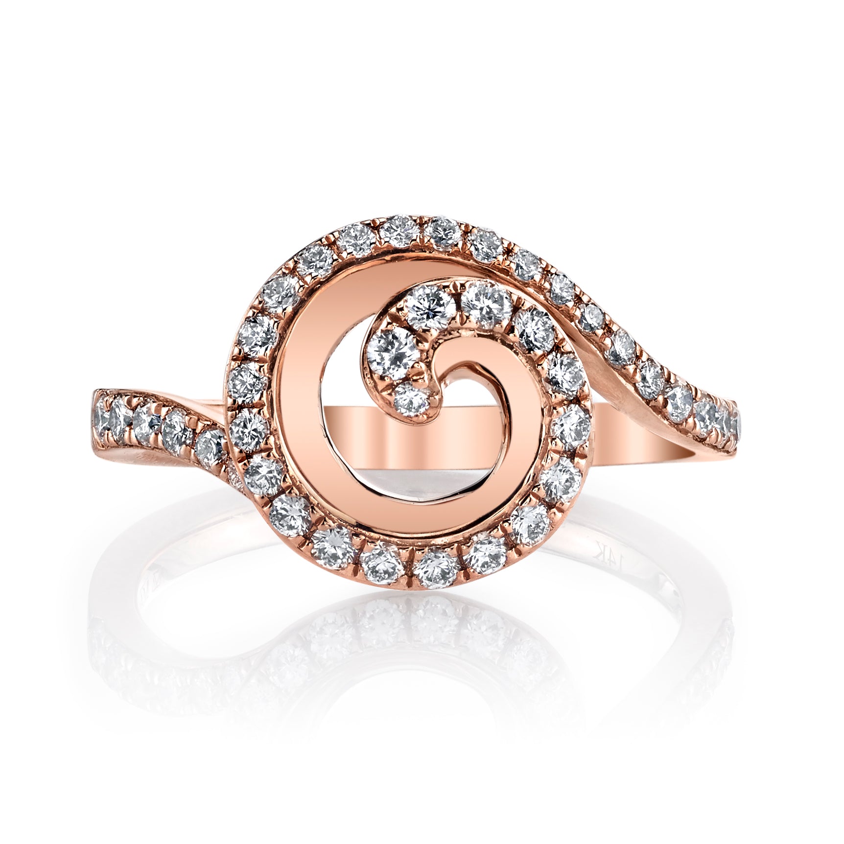 14K Rose Gold 0.52ct. Swirling Diamond Fashion Ring