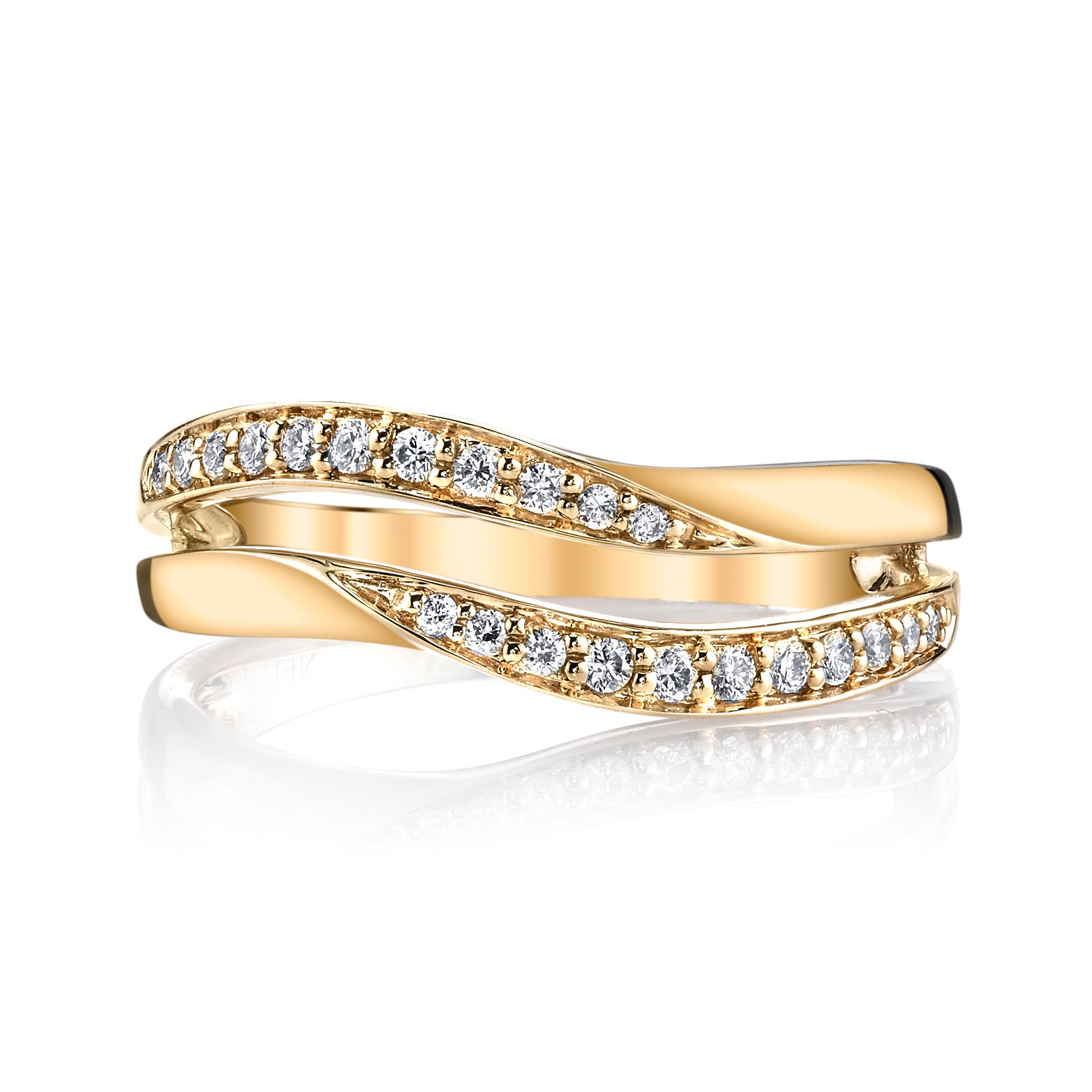 14K Yellow Gold 0.18ct. Diamond Contrasting Split Fashion Ring