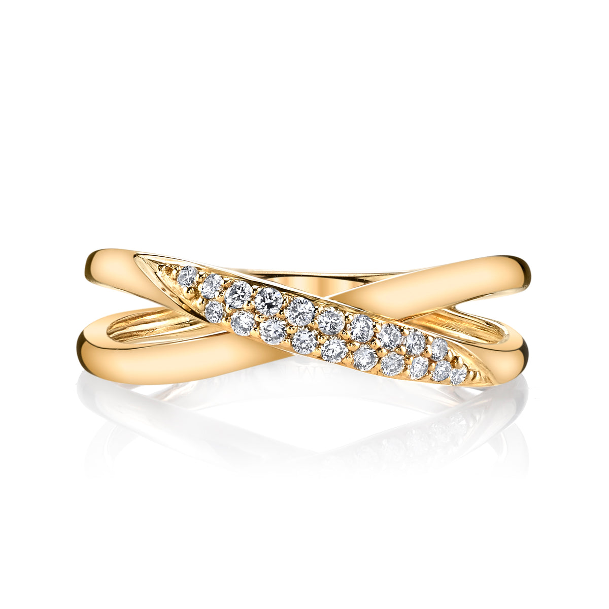 14K Yellow Gold 0.15ct. Diamond Contrasting Crossover Fashion Ring