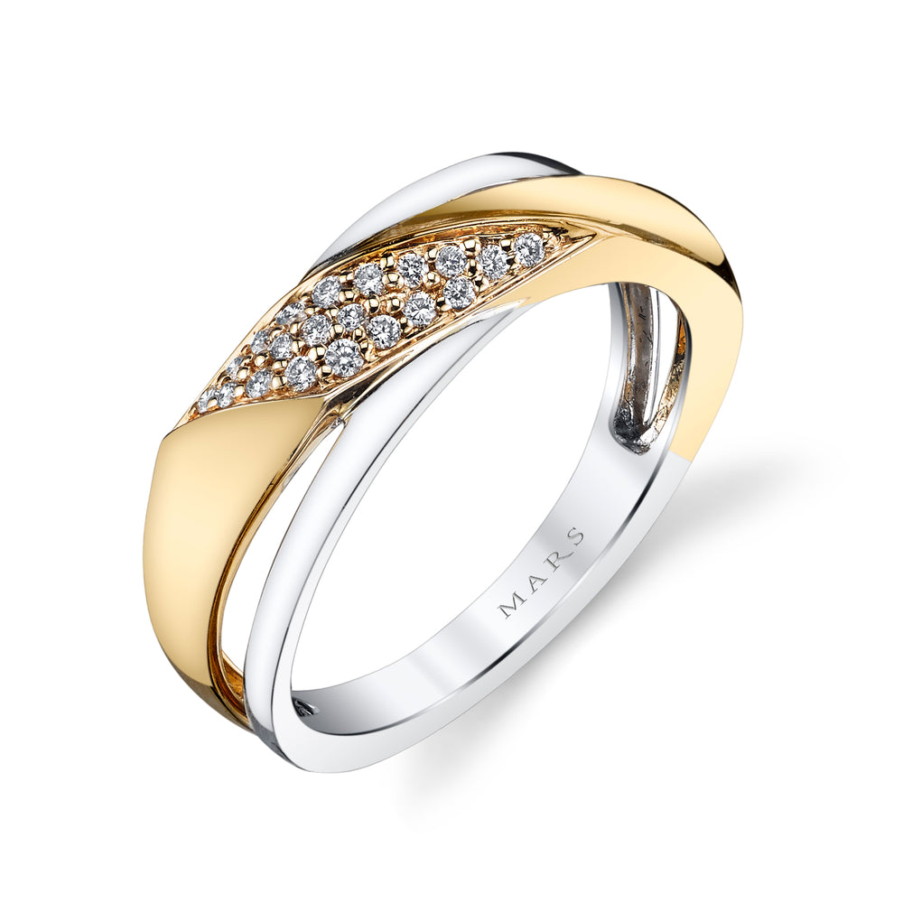14K Two-Tone Gold 0.11ct. Diamond Contrasting Crossover Fashion Ring