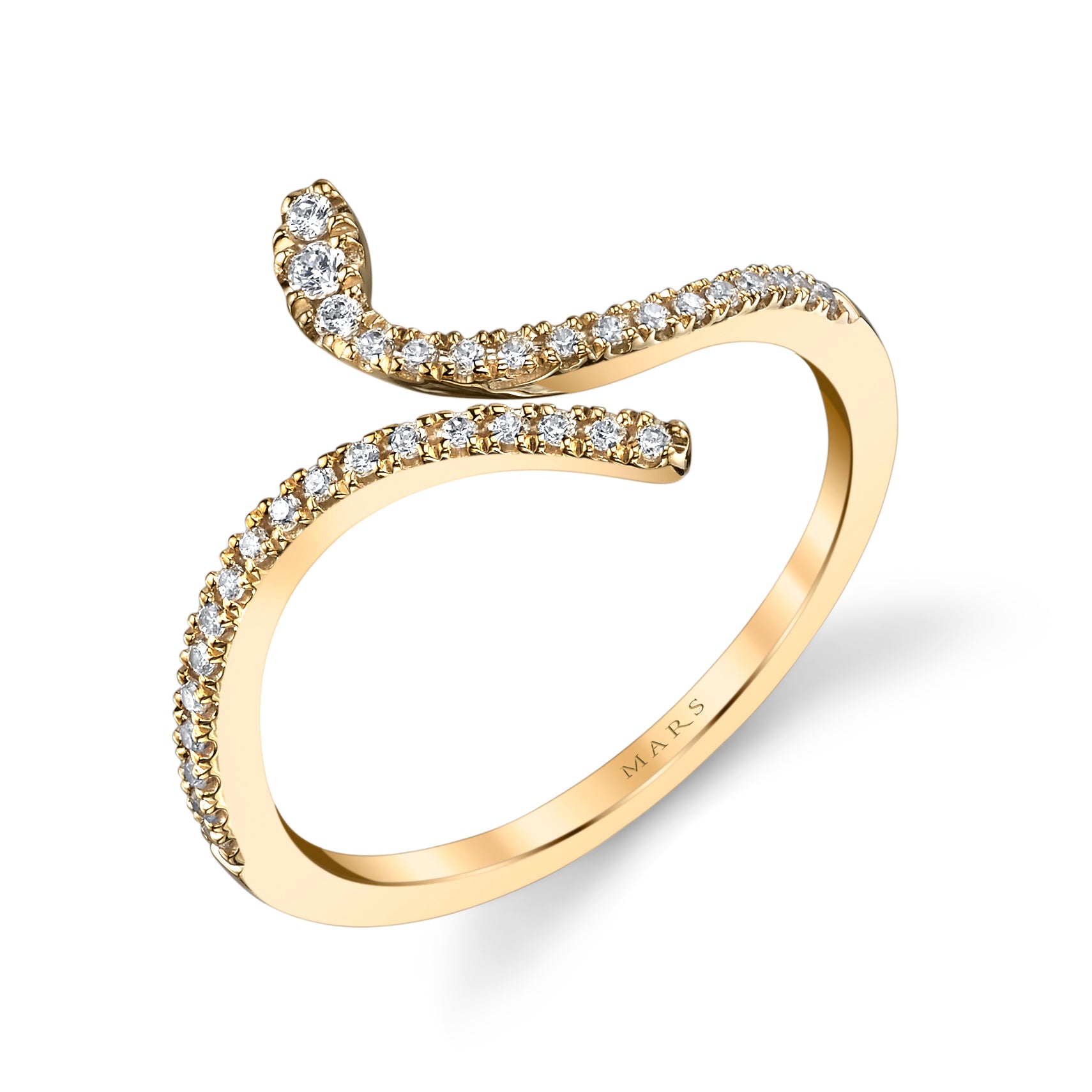 14K Yellow Gold 0.17ct. Curving Diamond Accent Fashion Ring