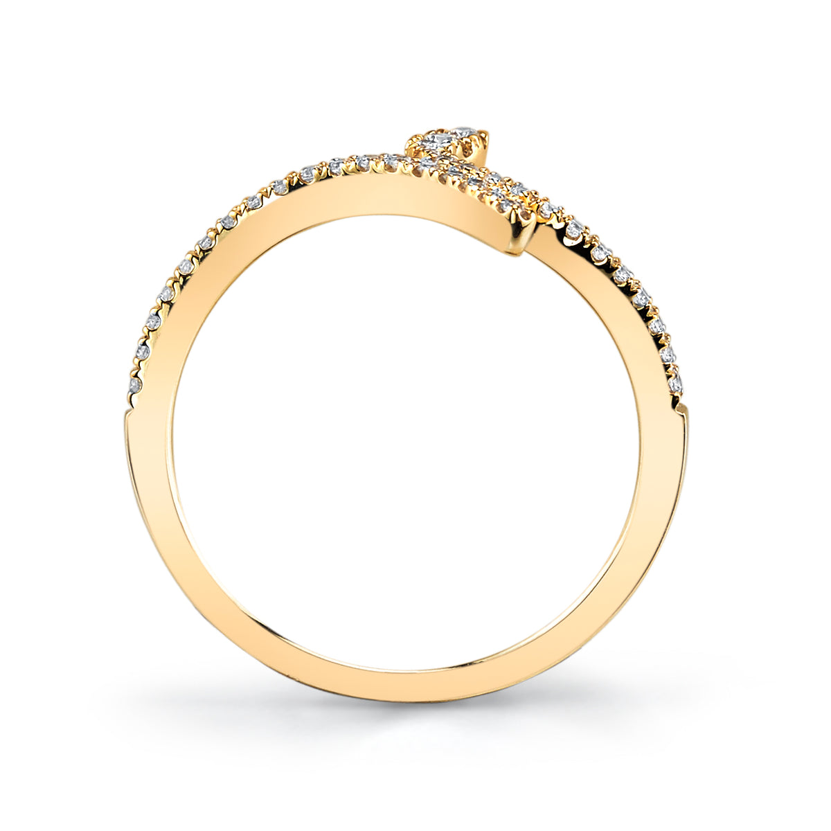 14K Yellow Gold 0.17ct. Curving Diamond Accent Fashion Ring