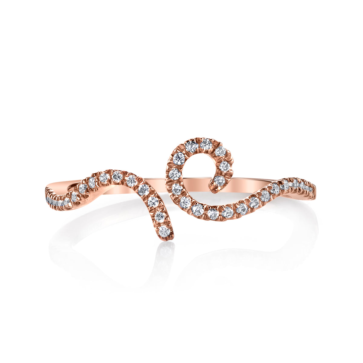 14K Rose Gold 0.15ct. Curving Diamond Accent Fashion Ring