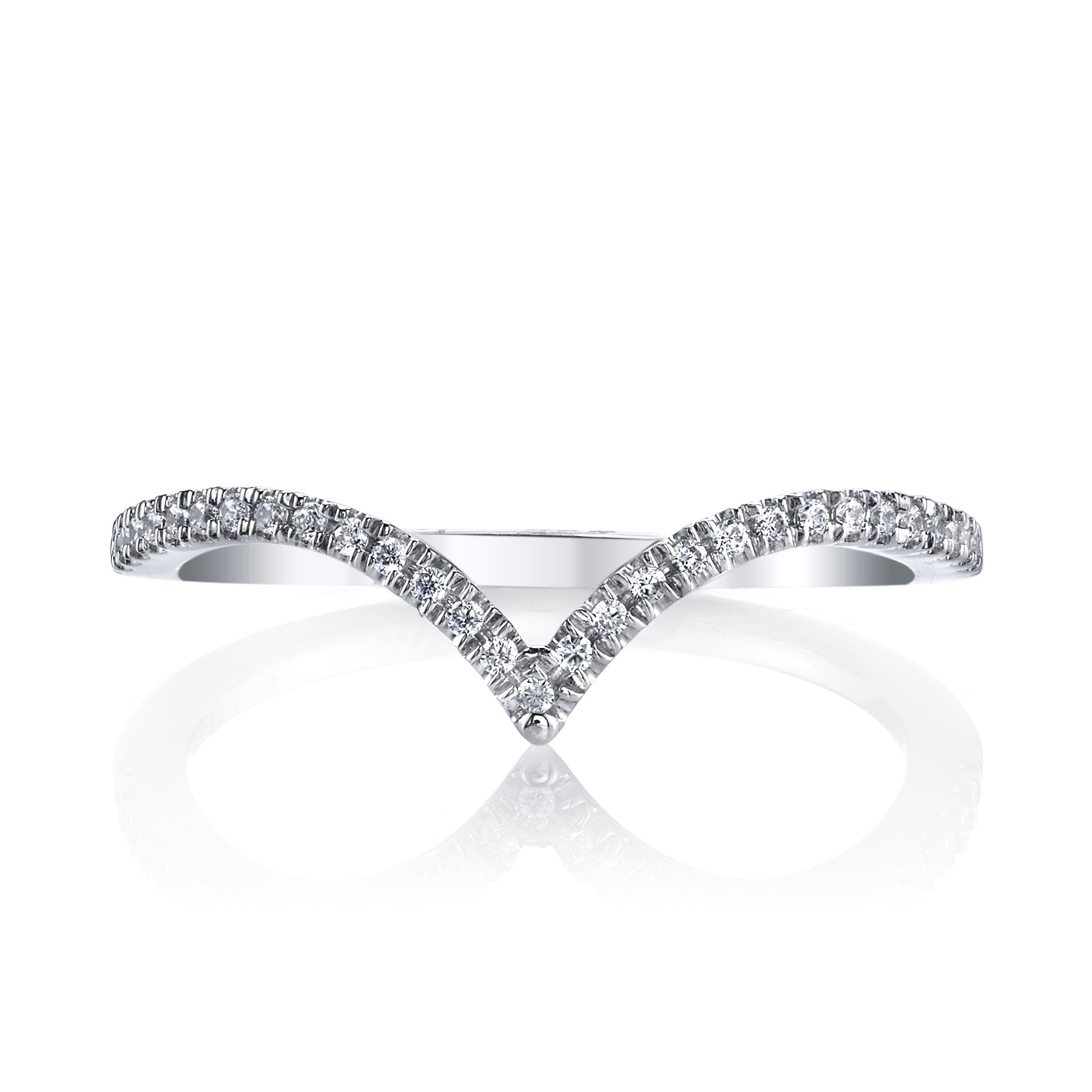14K White Gold 0.11ct. Curving Diamond Accent Fashion Ring