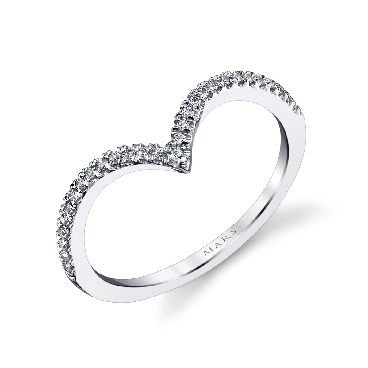 14K White Gold 0.11ct. Curving Diamond Accent Fashion Ring