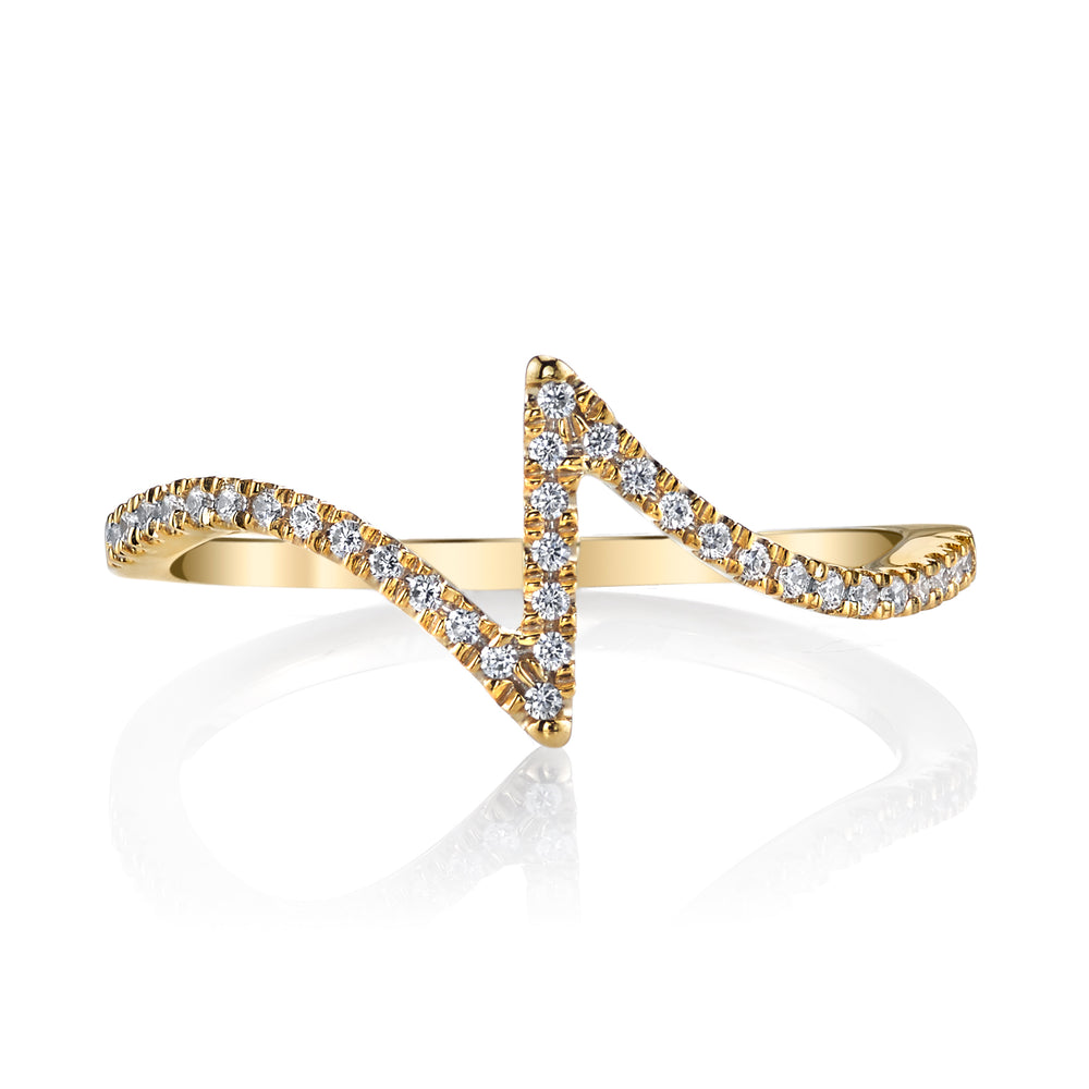 14K Yellow Gold 0.13ct. Diamond Asymmetric Fashion Ring