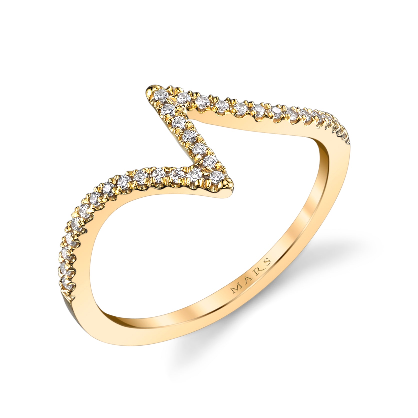 14K Yellow Gold 0.13ct. Diamond Asymmetric Fashion Ring