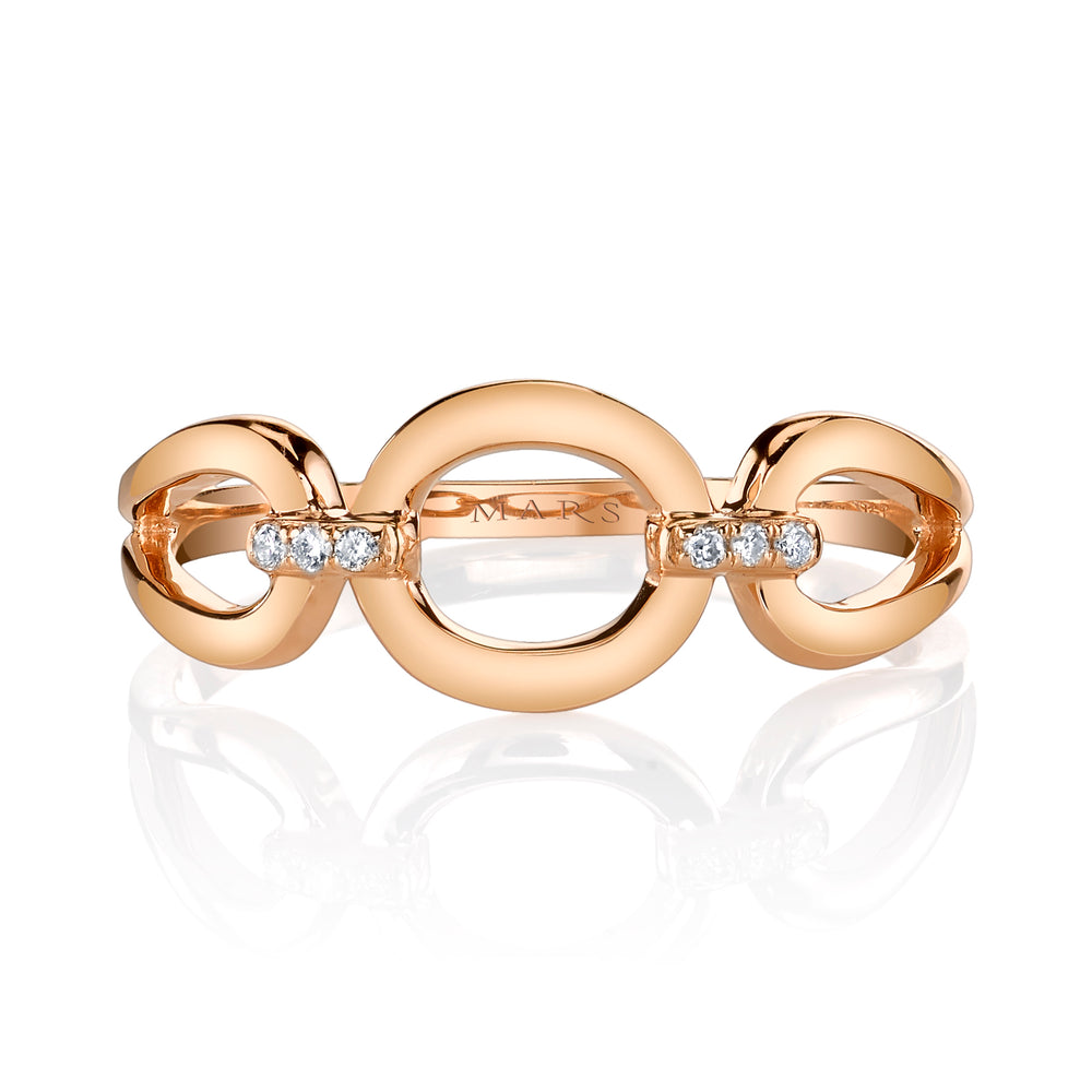 14K Rose Gold 0.03ct. Diamond Open Bubble Link Fashion Ring