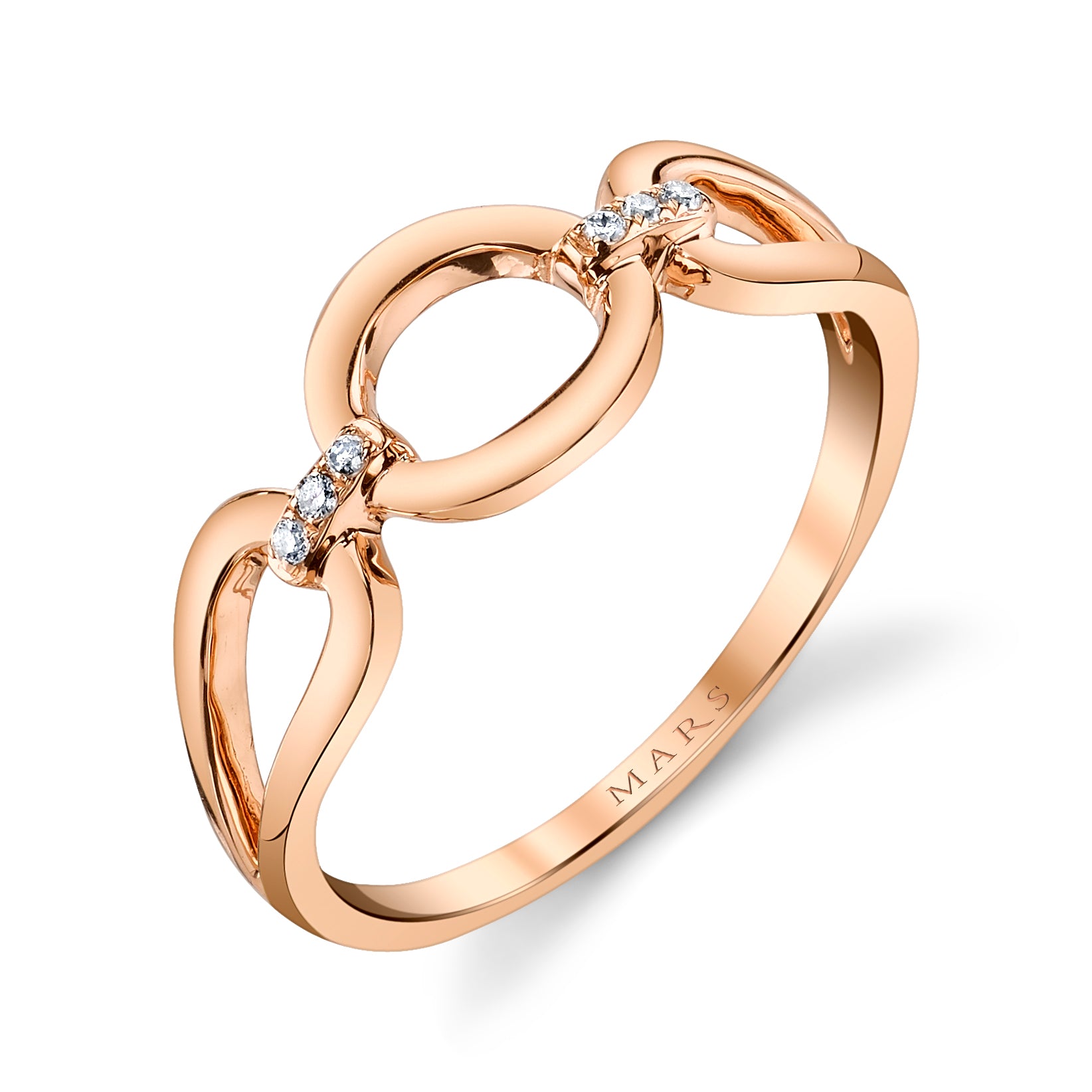 14K Rose Gold 0.03ct. Diamond Open Bubble Link Fashion Ring