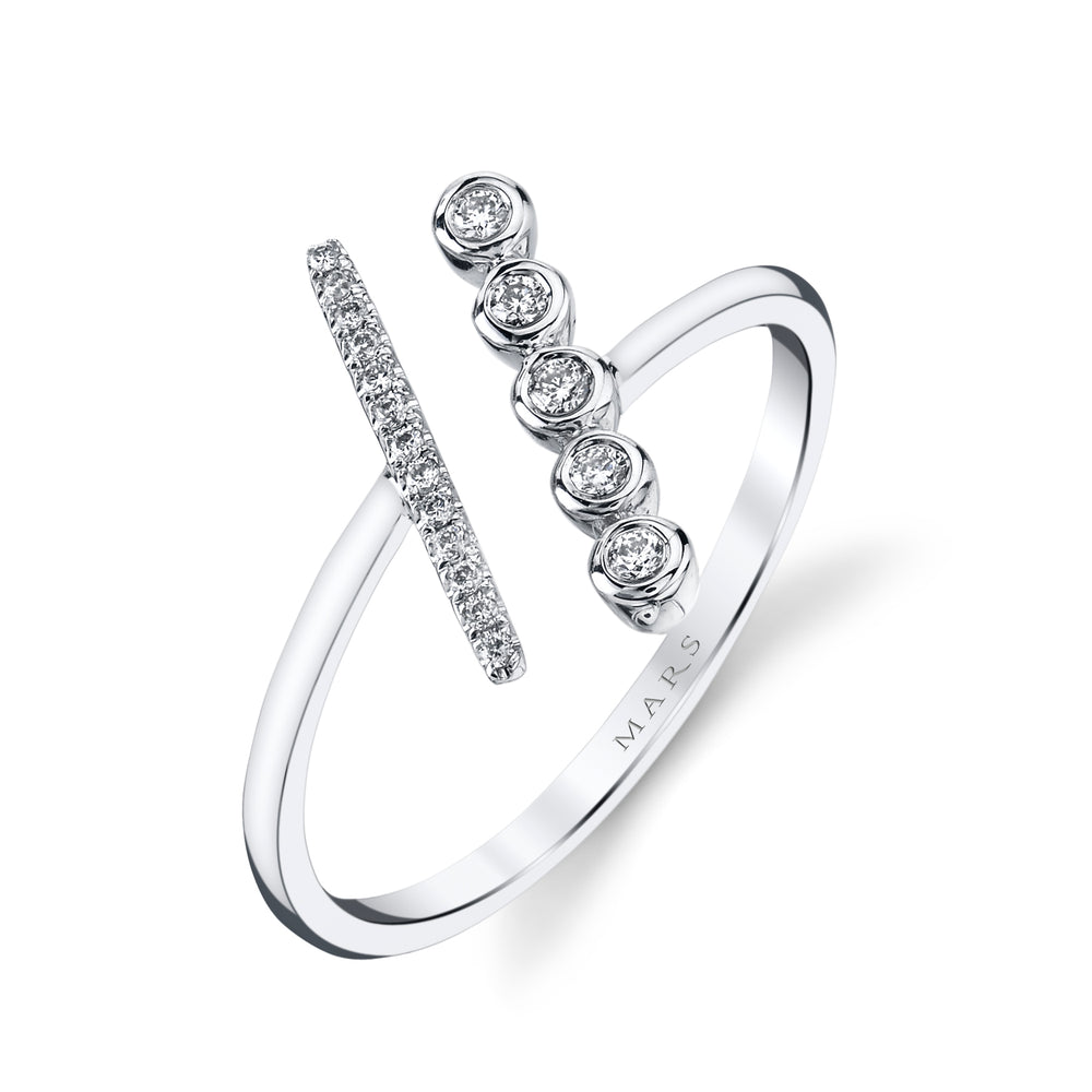 14K White Gold 0.08ct. Diamond Asymmetric Fashion Ring