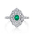 14K White Gold 0.24ct. Emerald & 0.35ct. Diamond Filigree & Milgrain Detailing Fashion Ring