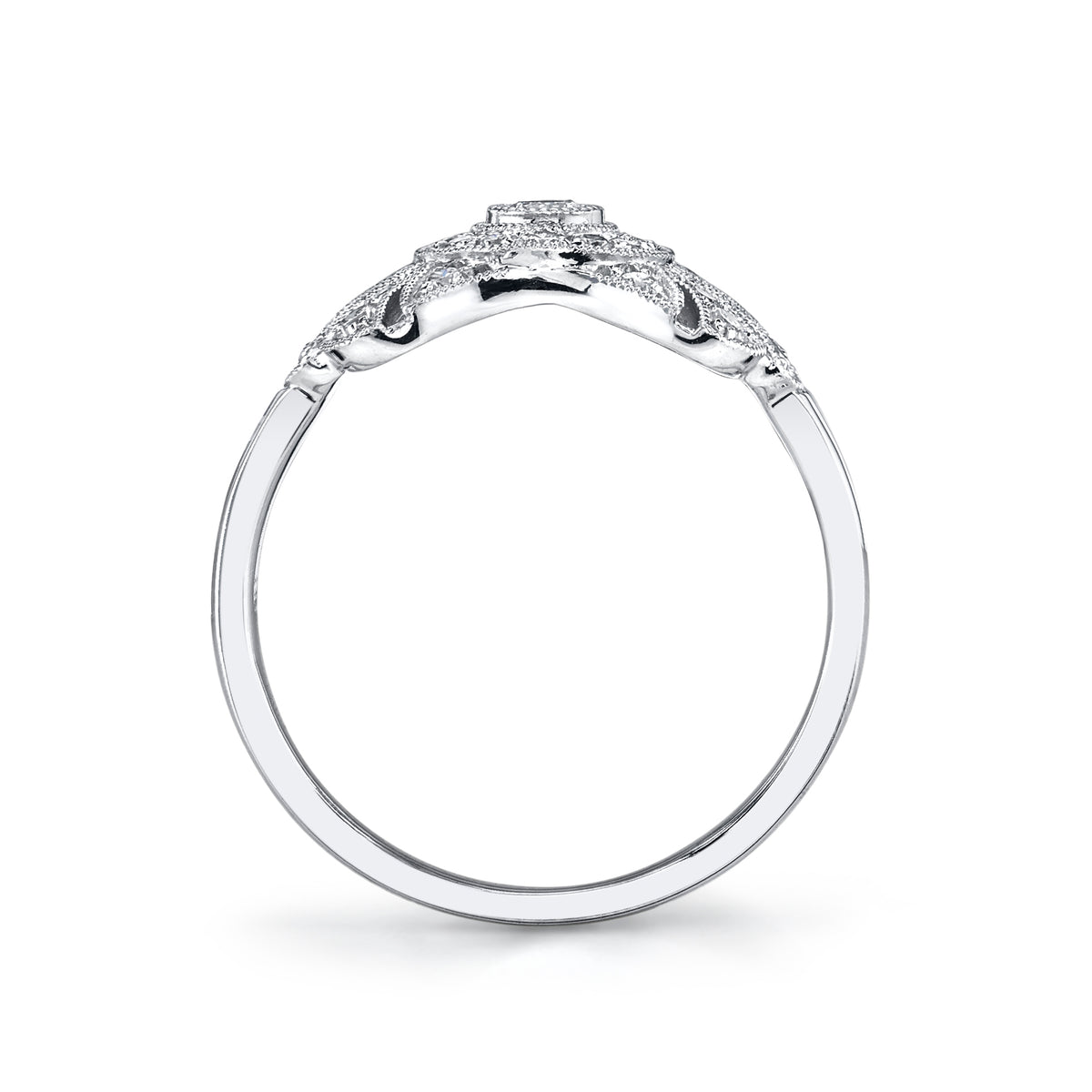 14K White Gold 0.34ct. Diamond Filigree &amp; Milgrain Detailing Fashion Ring