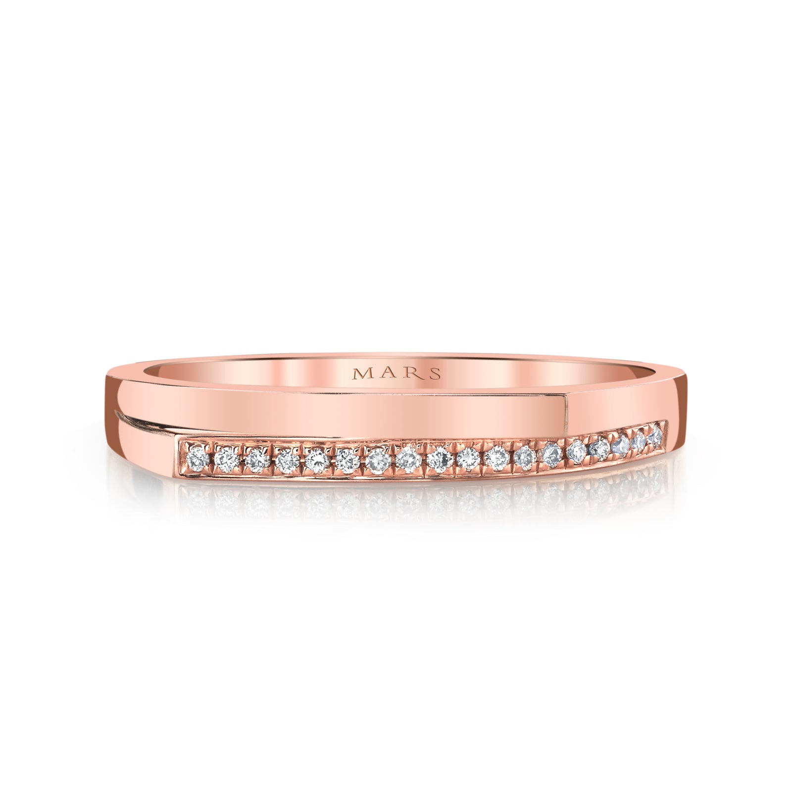 14K Rose Gold 0.05ct. Diamond Contrasting Flat Top Fashion Ring