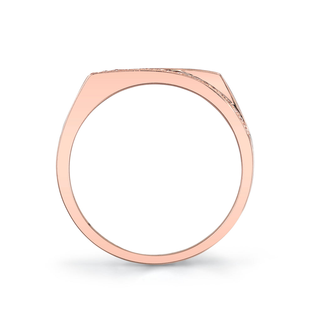 14K Rose Gold 0.05ct. Diamond Contrasting Flat Top Fashion Ring