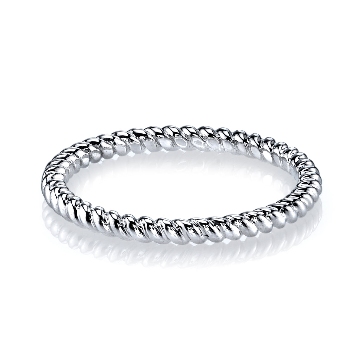 14K White Gold Twisted Stackable Fashion Ring