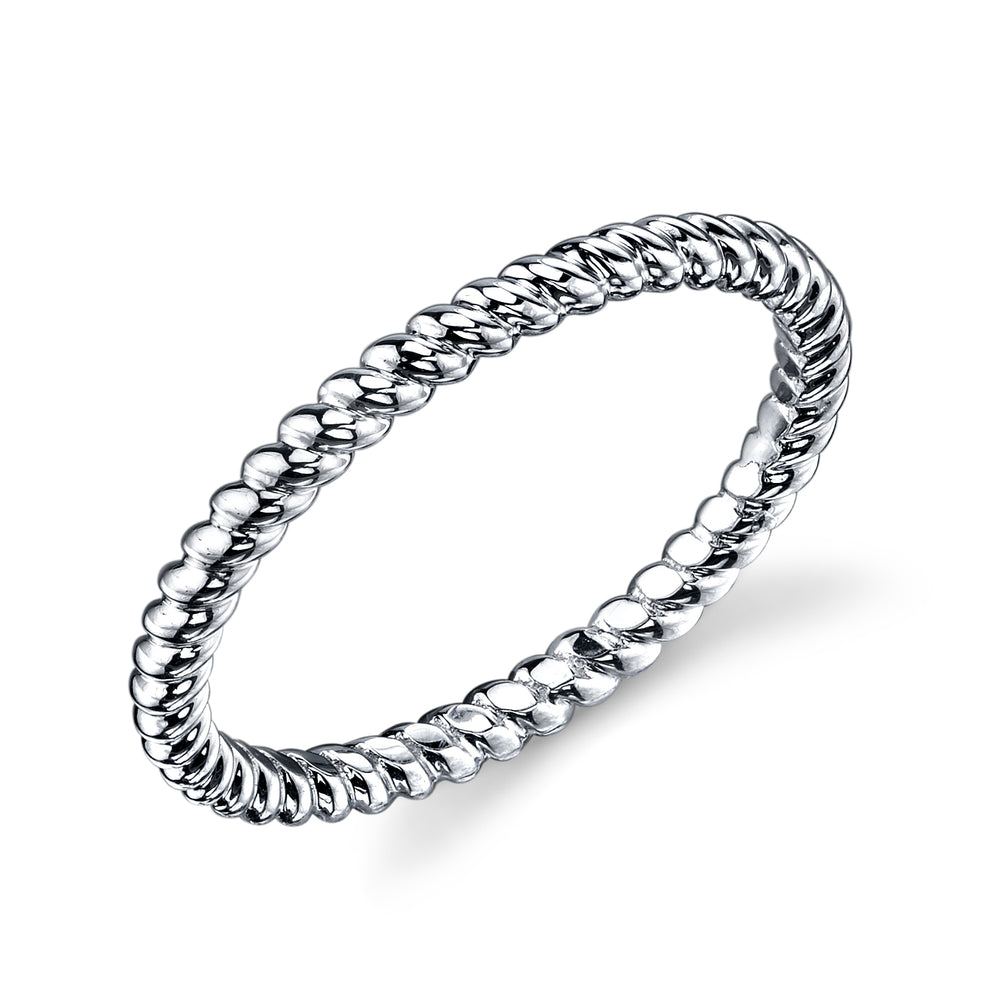 14K White Gold Twisted Stackable Fashion Ring