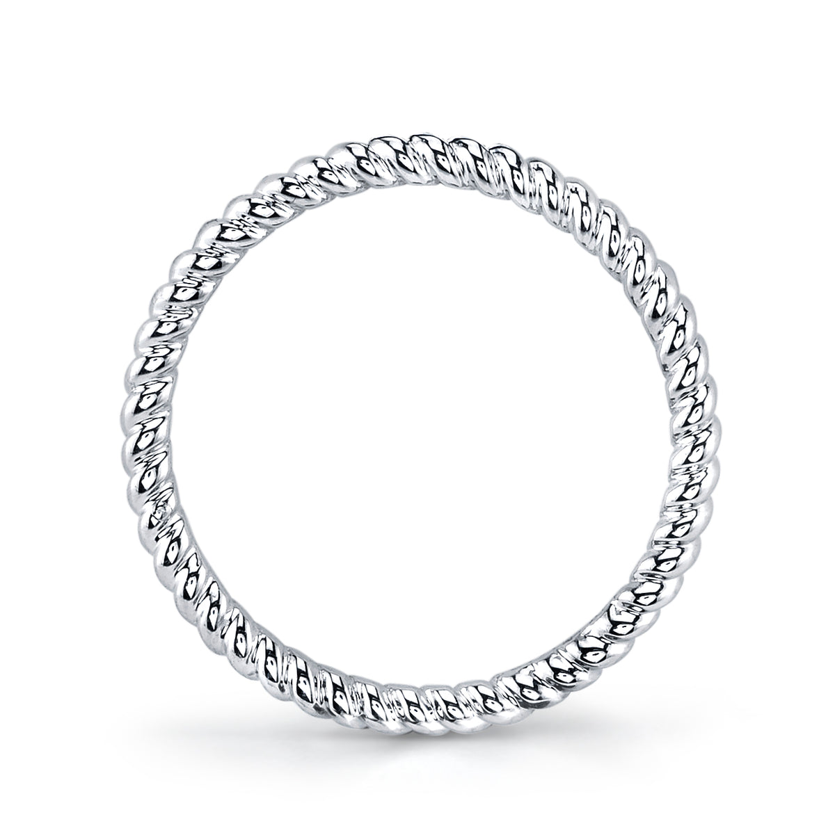 14K White Gold Twisted Stackable Fashion Ring