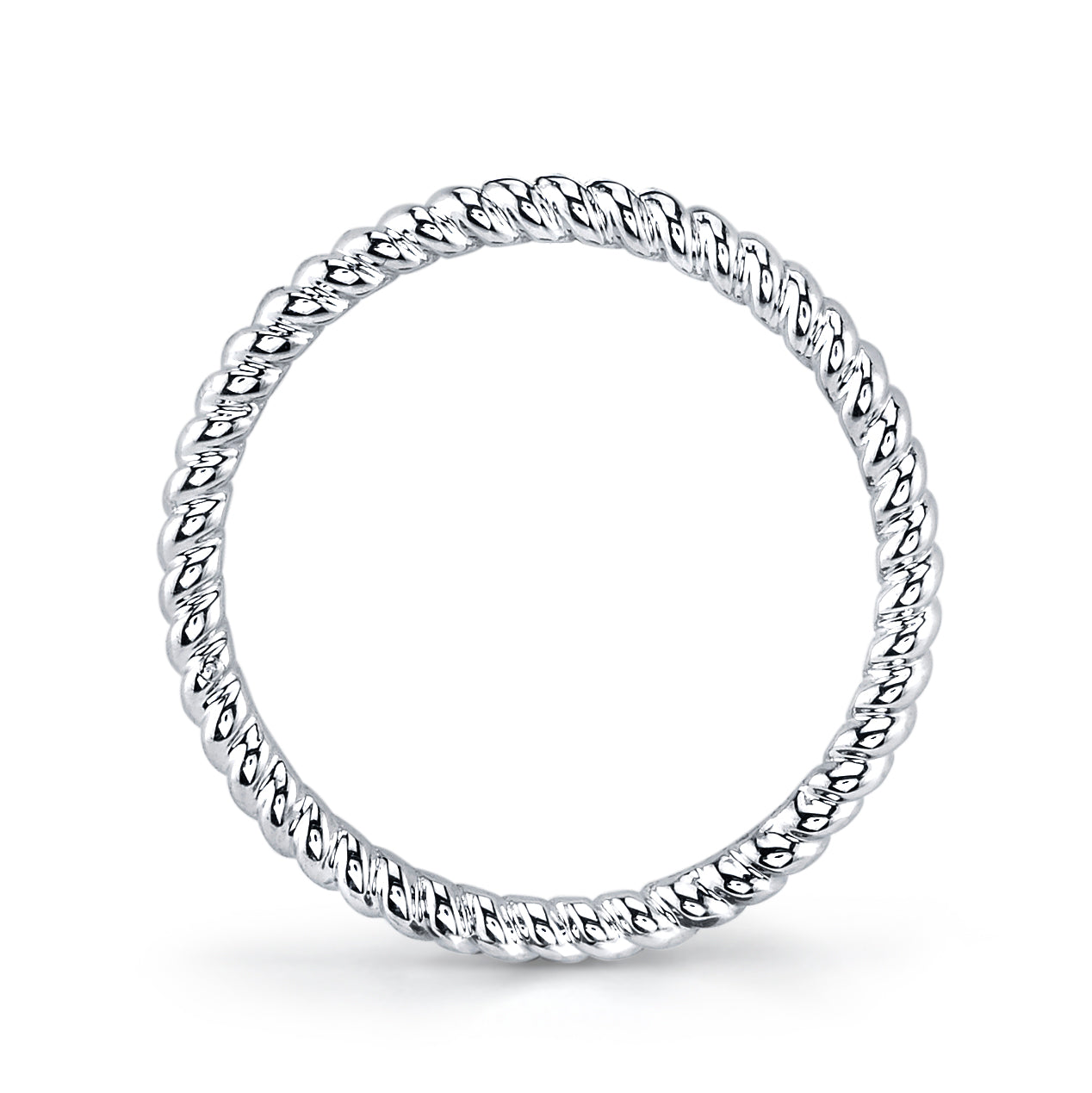 14K White Gold Twisted Stackable Fashion Ring