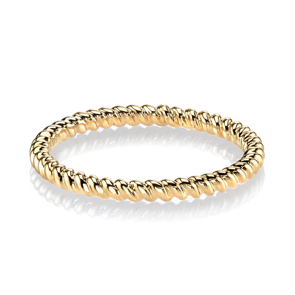 14K Yellow Gold Twisted Stackable Fashion Ring