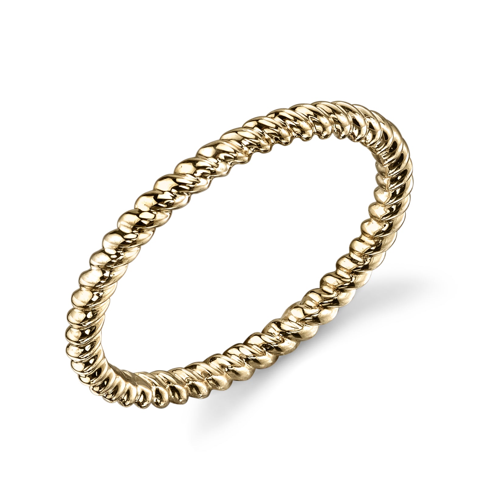 14K Yellow Gold Twisted Stackable Fashion Ring