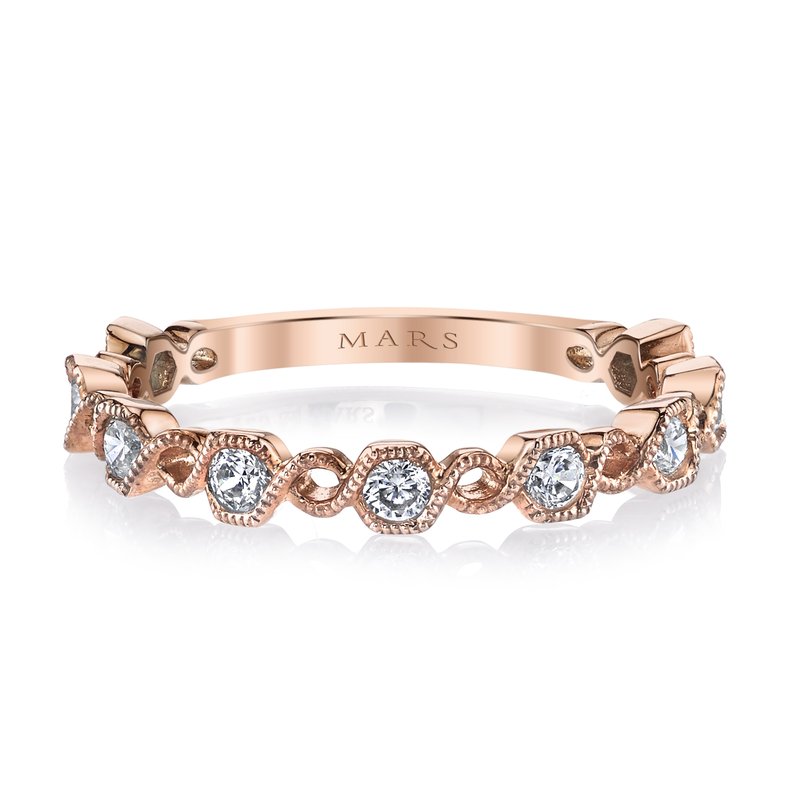 14K Rose Gold 0.37ct. Diamond Milgrain Detailing Stackable Fashion Ring