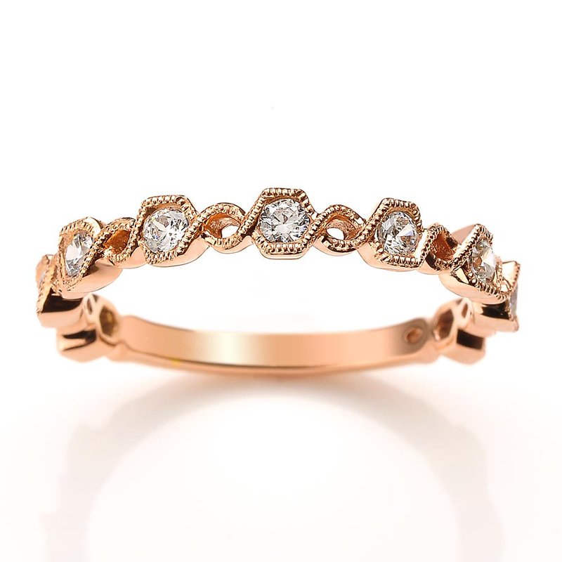14K Rose Gold 0.37ct. Diamond Milgrain Detailing Stackable Fashion Ring