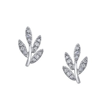 14K White Gold 0.09 Diamond Floral Accent Stud Earrings