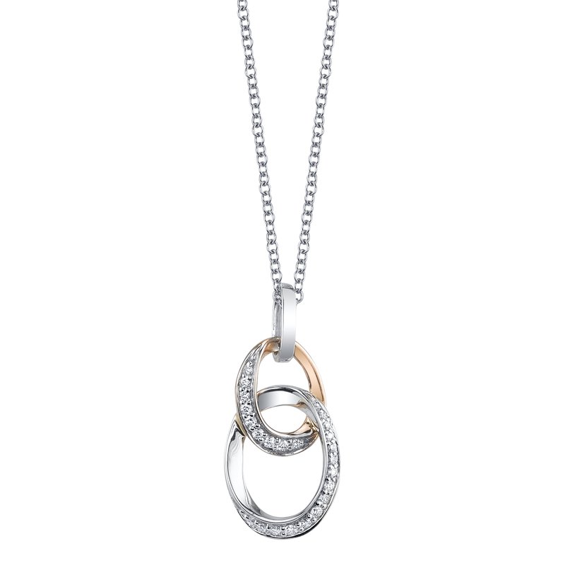 14K Two-Tone Gold 0.12ct. Swirling Diamond Fashion Necklace