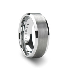 Thorsten Sheffield Beveled Tungsten Ring w/ Brushed Center (4-10mm) W321-FPB