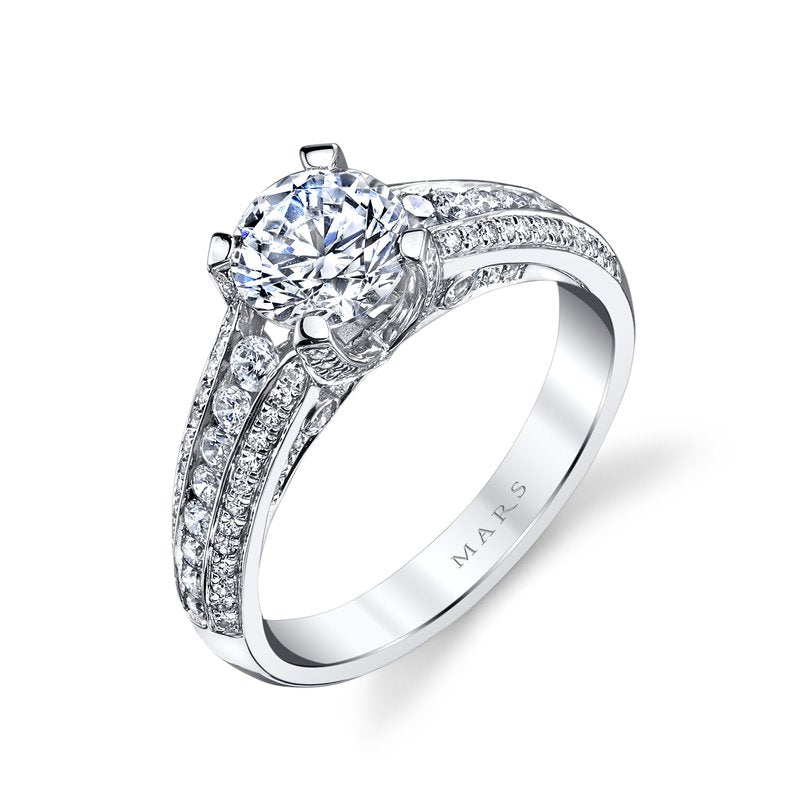 Mars Bridal Vintage Triple Row w/ Embellished Profile Diamond Engagement Ring 25735