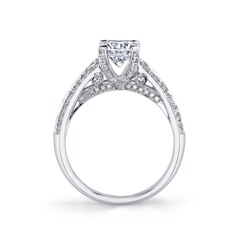 Mars Bridal Vintage Triple Row w/ Embellished Profile Diamond Engagement Ring 25735