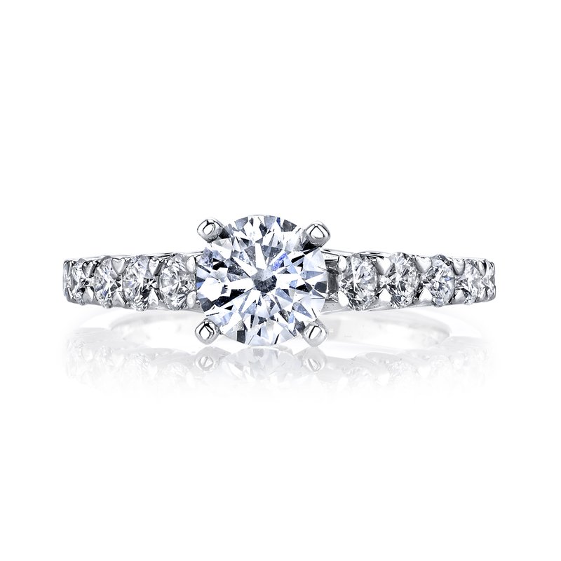 Mars Bridal U-Shaped Cathedral Peek-A-Boo Accent Diamond Engagement Ring 26343