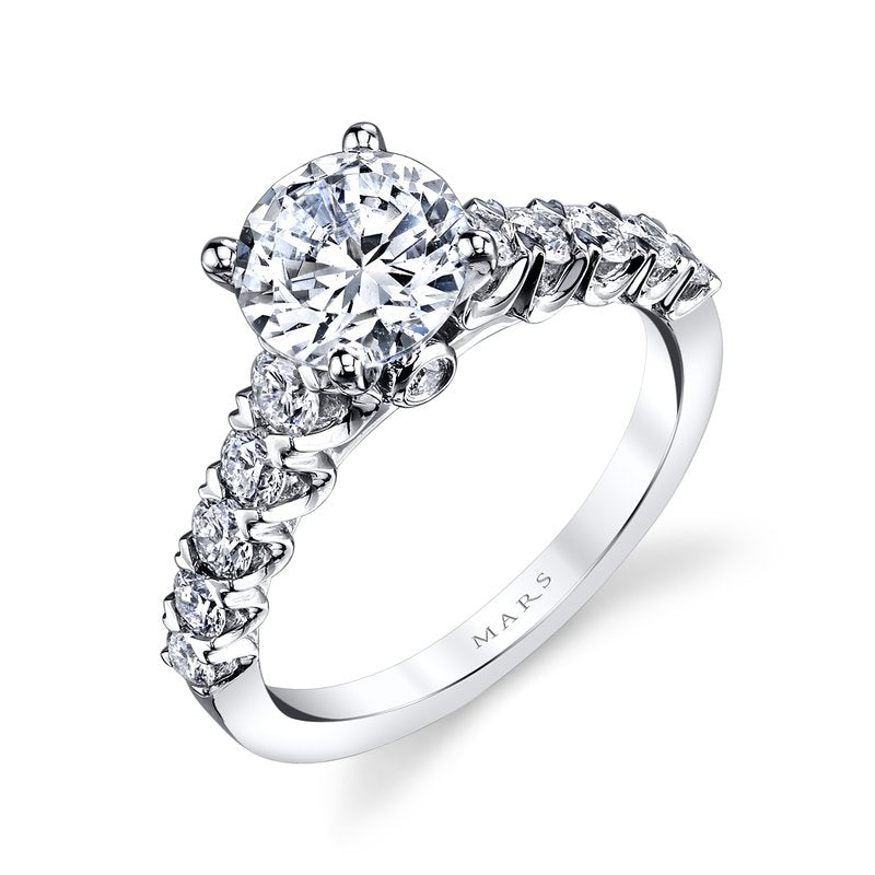 Mars Bridal U-Shaped Cathedral Peek-A-Boo Accent Diamond Engagement Ring 26343