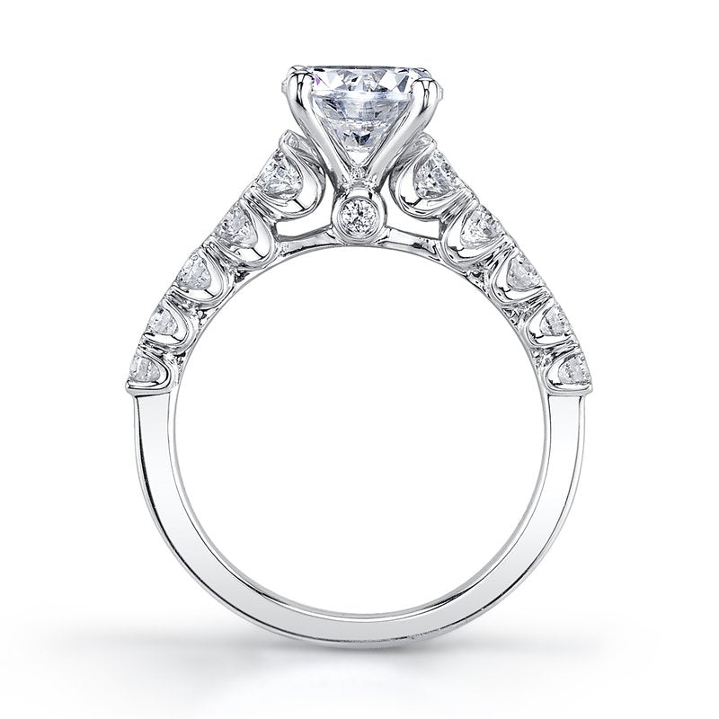 Mars Bridal U-Shaped Cathedral Peek-A-Boo Accent Diamond Engagement Ring 26343