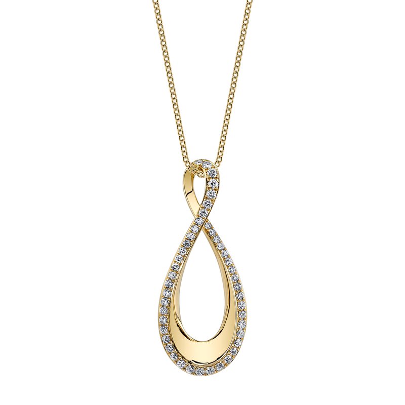 14K Yellow Gold 0.38ct. Swirling Diamond Fashion Necklace