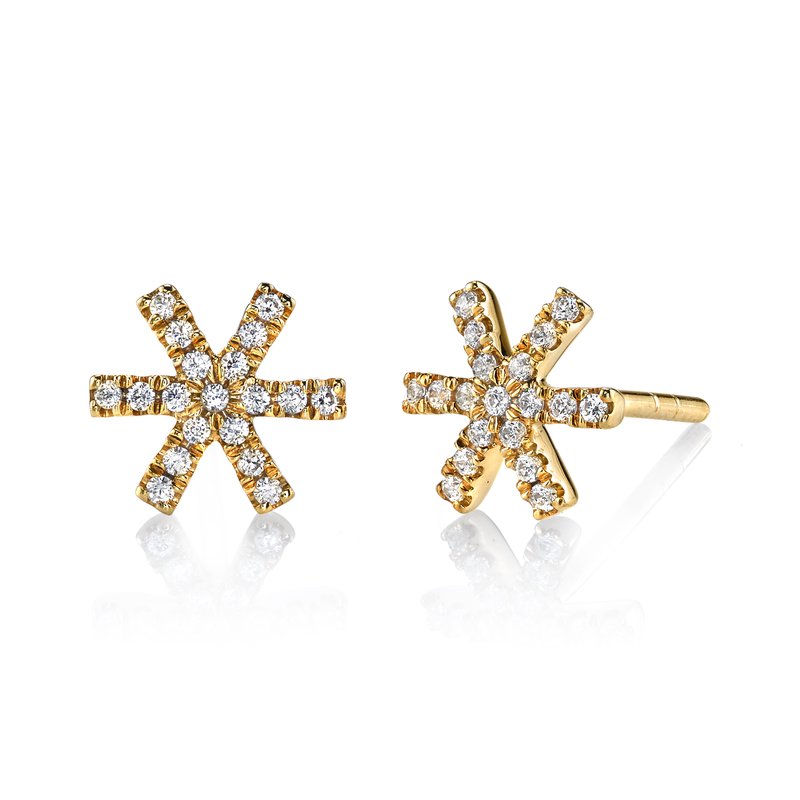 14K Yellow Gold 0.20ct. Diamond Starburst Stud Earrings